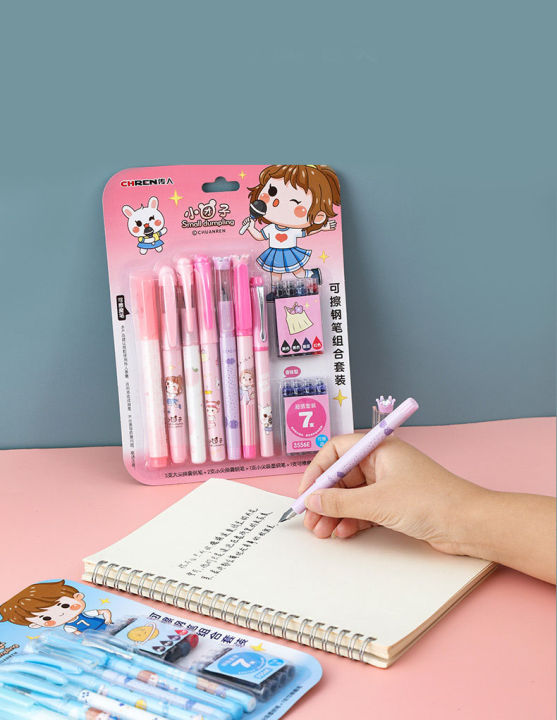 Cute%20Colored%207%20Pcs%20Ink%20Pens%20With%201%20Ink%20Remover%20Including%20Ink%20Refills,%20Fountain%20Pen%20Set%20For%20Girls%20&%20Boys,%20Smooth%20Writing%20School%20Stationery,%20Gift%20For%20Kids%20-%20Image%202