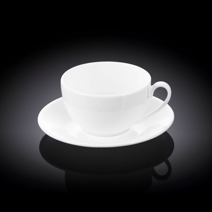 Wilmax England - Set of 6 - TEA CUP & SAUCER - 250 ML - 8 OZ