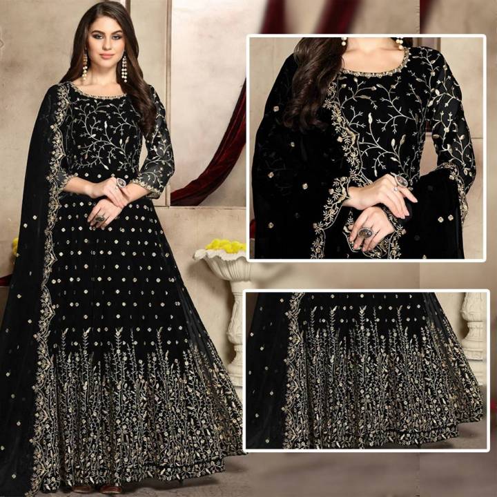Black Maxi Full Heavy Embroidery Dress Code # BD-07