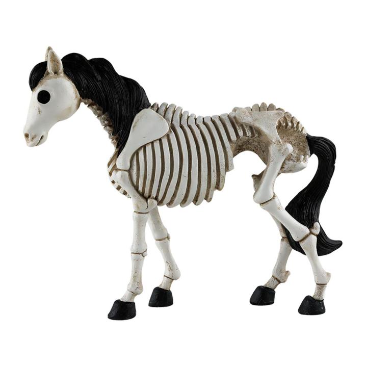 Zishfas Outdoor Skeleton Figurine Spooky Halloween Skeleton Animal Figurine for Home Office Decor Gothic Cat Frog Horse Statue Sculpture Ornament Halloween Skeleton Ornament