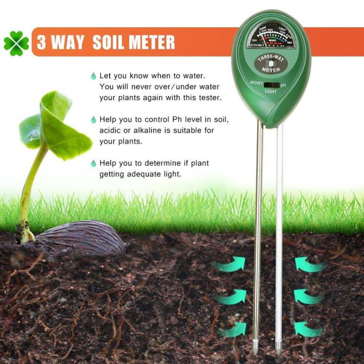 Soil Moisture Meter - 3 in 1 Soil Test Kit Gardening Tools for PH, Light & Moisture, Plant Tester for Home, Farm, Lawn, Indoor & Outdoor (No Battery Needed)
