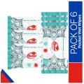 (Pack of 6) WBM Belux Pocket Wet Wipes - Wet Wipes Small Pack. 