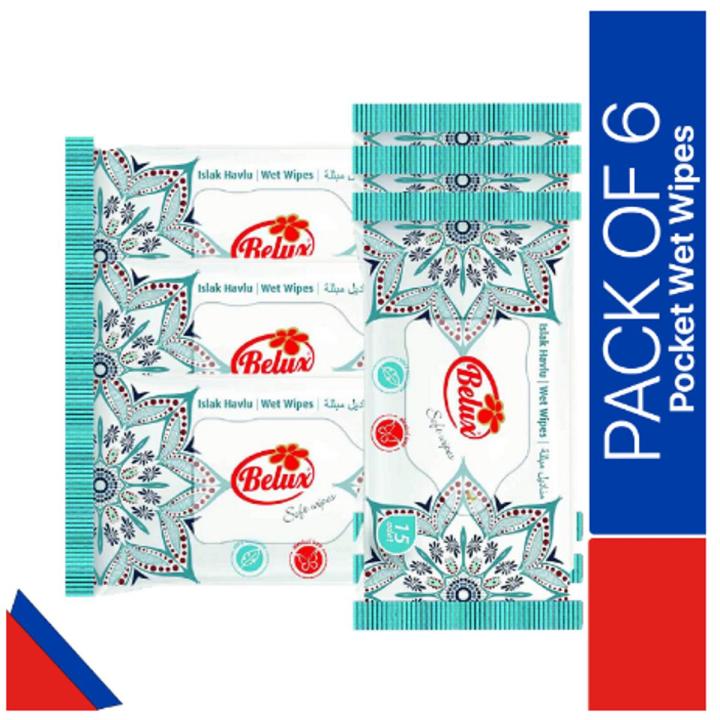 (Pack of 6) WBM Belux Pocket Wet Wipes - Wet Wipes Small Pack