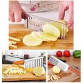Crinkle Cut Potato/Chip/Fruit/Vegetable Wavy Blade Cutting Knife with Wooden Handle/French Fry Potato Cutter. 