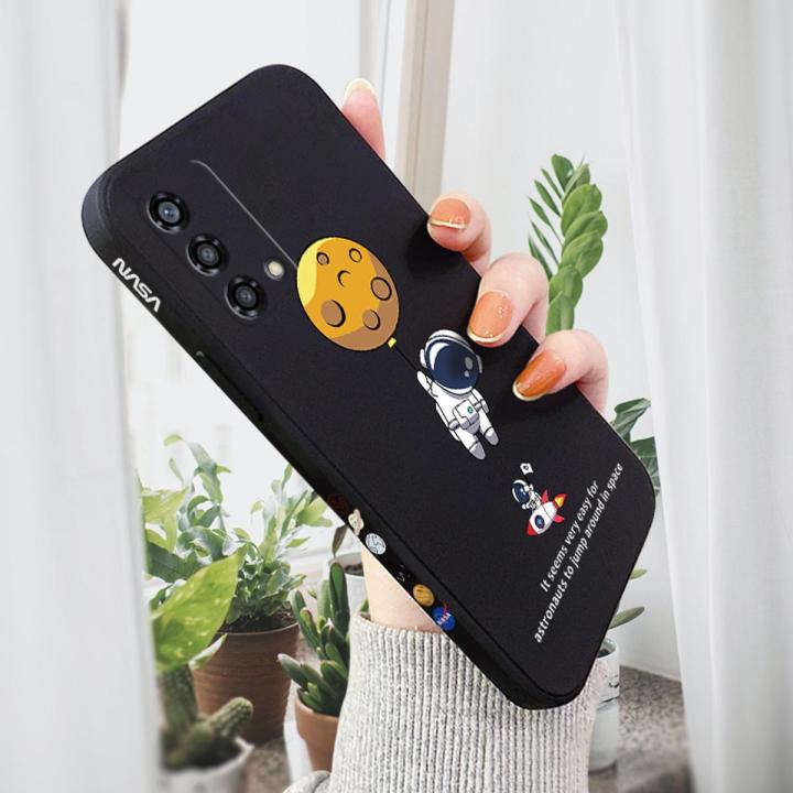 AMORVOR for OPPO F19 A95 A74 4G Back Cover Cartoon Astronautn Side design Soft Case Liquid Silicone Phone Cases