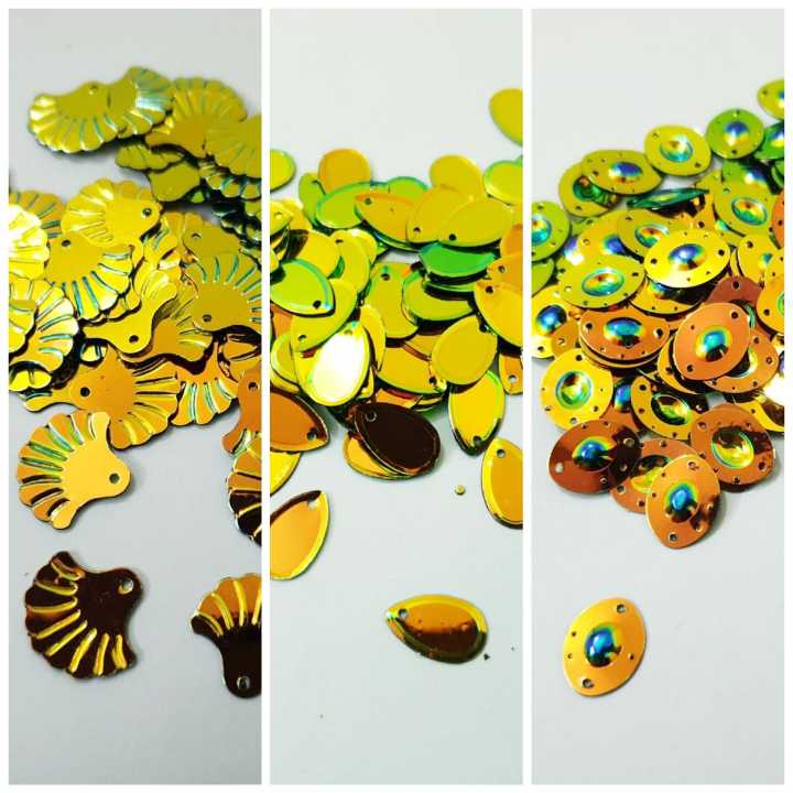 Pack of 3 Tola, (Tola Each) Sitaray in Multicolor Color Different Shapes Beautiful Loose Sequins DIY Crafts