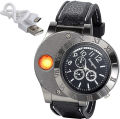 Electronic Cigarette Lighter Charging Watch Lighter Windproof Creative Personality Men's Watch. 