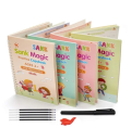 Reusable Sank Magic Practice Copybook Montessori Reusable Magic Books for Kids Handwriting Free Wiping Calligraphy Montessori Practice Copy Books (4 Magic Books + 1Magic Pen + 10 Refills + 1Grip). 