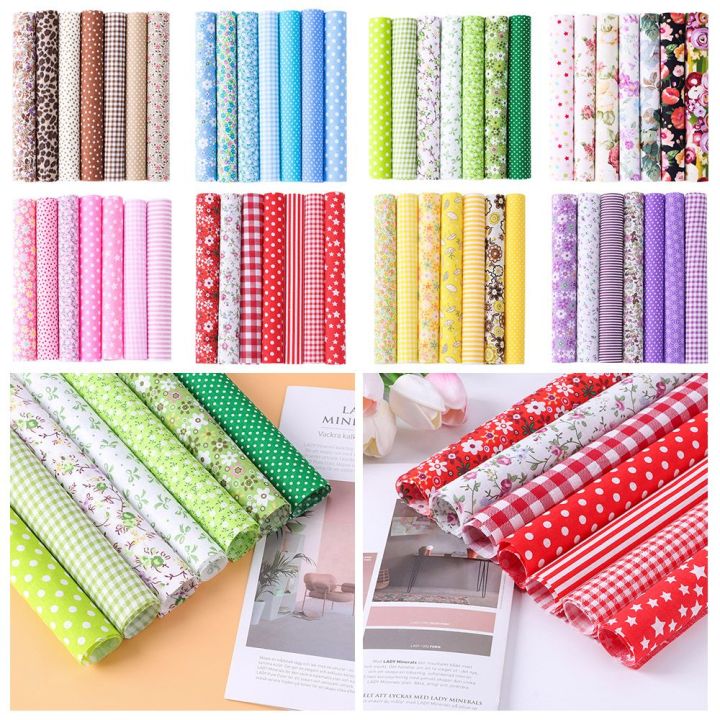 7pcs Patches Mixed Style Cotton Fabric Floral Print Cloth Material Sewing Patchwork Vintage cloth