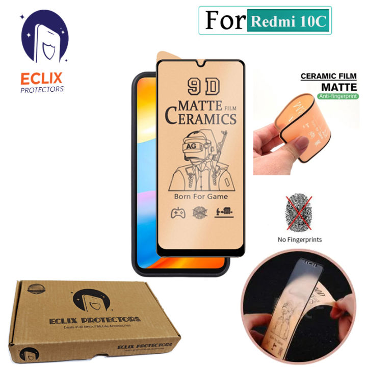 ECLIX PROTECTORS Ceramic Matte For Redmi 10C Screen Protector Hybrid 9D 100D PUBG Gaming Soft Film For Xiaomi Mi 10c - Transparent