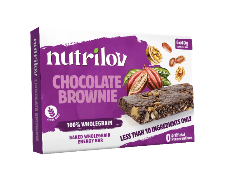 NutriLov Granola Bars, Chocolate Brownie, 6x45g