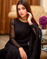ANMOL 3 PC STITCHED PLAIN CHIFFON SAREE FOR GIRLS & WOMENS - BLACK WEDDING WEAR READY TO WEAR SAREE. 