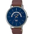 CASIO BLUE DIAL DIAL DAY & DATE WITH BROWN LEATHER STRAP MEN'S WATCH - MTP-B105L-2AVDF. 