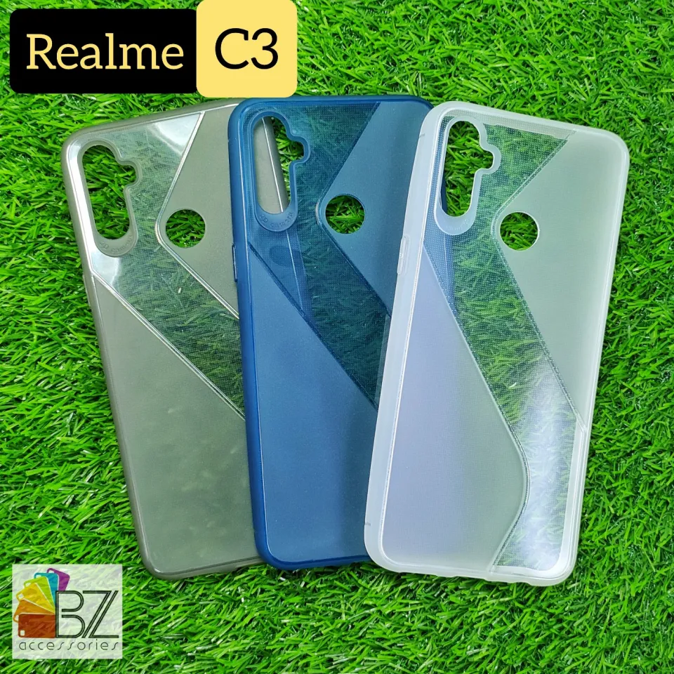 Realme_ C3 Transparent Shockproof S line Back Cover Solid and
