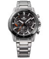Casio Edifice Mens Steel Black Ion Plated Bezel Solar Power Date Grey Chronograph Carbon Fiber Dial Silver Stainless Steel Brecelet Watch-EQS-930DB-1AVUDF. 