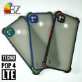 Tecno Pop 4 LTE Shockproof Armor Case Matte Translucent Hybrid Back Cover with Camera Protection. 