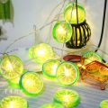 1.5m Fruit Lemon Slice String Lights 10 LED Flashing Garland Hanging Lamp Battery Powered Indoor Outdoor Lighting Night Light--green--. 