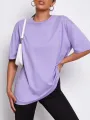 Purple Plain T-shirt Premium Quality For Women Lavender. 