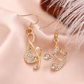 Fashion Women Music Note Treble Clef Rhinestone Dangle Hook Earring Jewelry. 