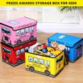 School Bus Treasure Box for Classroom, Foldable Chest Storage Box Toy Box Chest with Lid Treasure Storage Organizer Bin for Kids Teachers Toy Prizes Awards for Students. 