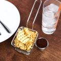 Techmanistan Stainless Steel Mini Chip Fryer Basket with Sauce Cup, Stainless Steel Mini Fry Basket French Fries Holder, Fried Food Table Serving Basket. 