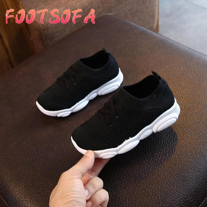 【FOOT SOFA】 korean style sport fashion shoes Boys for children kidsChildren Infant Kids Baby Girls Boys Solid Stretch Mesh Sport Run Sneakers Shoes Shoes For Baby Kids Ready Stock
