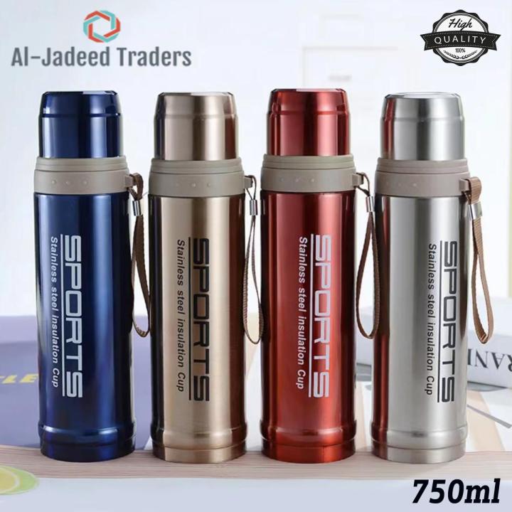 Sports Vacuum Flask 750ML Stainless Steel Water Bottle - Hot and Cold Thermos - Travel Vacuum Thermos