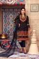Embroidered Chiffon Black Unstitched Dress with Embroided Net Dupata (SRCHI-35). 