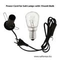 Power-Cord for Salt Lamps in Black Color with 15 watt bulb - E-14 Power-cord with light bulb of 15 watt. 