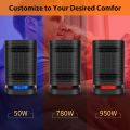 KLOUDIC Electric Heater Cooler 950W PTC Ceramic Space Heater Portable Personal Heater Oscillation Tip-Over and Overheat Protection Small Space Heater (can be used as a dehumidifier in moisture season) for Home Office Use - Black 01 [Energy Class A+++]. 