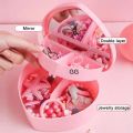 Heart Shape Cute Princess Jewellery Box for Baby Girls Makeup Box with Mirror for Girls Random Color. 