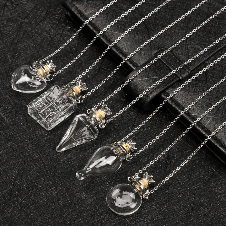 Keepsake Steel Chain Water Drop Heart Perfume Jewellery Glaze Vial Necklace Essential Oil Pendant Memorial Jewelry