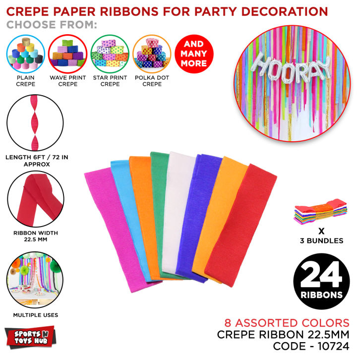 Crepe Paper Ribbons Collection For Party Decoration, Birthday Parties Wedding, Mehendi, Shadi, Anniversary Holiday School, Collage, University Party Fuctions, Kindergartens, Baby Shower & Bridal Shower Decoration Ribbon Decor Supplies