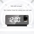 LED Digital Projection Alarm Clock Electronic Alarm Clock with Projection Time Projector Bedroom Bedside Clock Black. 