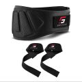 Sports Factory - Weight Lifting Belt gym exercise belt for Men and Women 6 Inch Nylon Neprene padded Weight Lifting Core & Lower Back Support Workout Waist Belt for Weightlifting Fitness WITH Free Straps. 