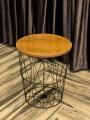 METAL WIRE REMOVABLE WOOD TOP FOLDABLE ROUND COFFEE SIDE TABLE STORAGE BASKET ONE PICE. 