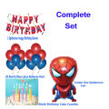 Spiderman Banner & Foil balloon with Cake Candles Set For Spiderman Birthday Decoration Theme. 