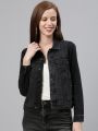 CLOTHING   ZHEIA Women Black Solid Denim Jacket. 
