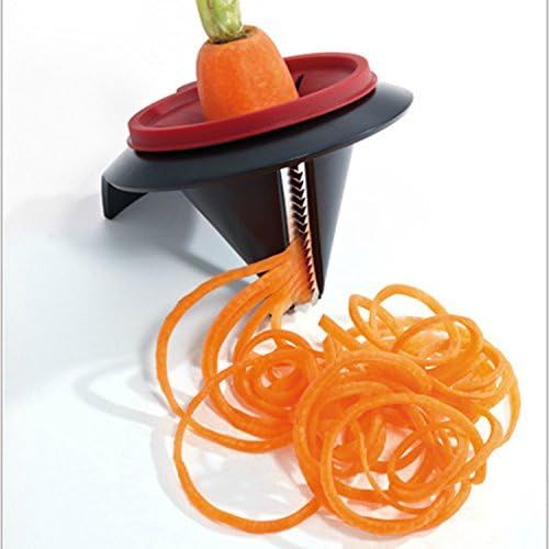 Manual Spiral Cutter for Vegetable Spaghetti, 2 in 1 Vegetable Cutter, Vegetable Spiral Cutter for Carrot, Cucumber, Courgettis, Vegetable Noodles, Vegetable Noodles Spiral Cutter Spiral Schneider Vegetable Peeler Endless Julienne Cutter with Guiding Lid