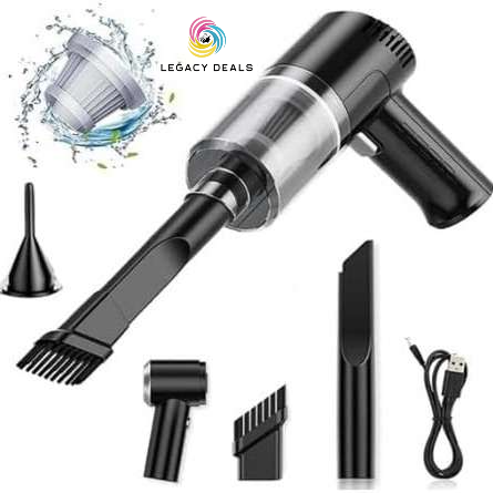 Legacy Deals 3 in 1 Rechargeable Vacuum Cleaner and Air Blower| Portable Cordless Handheld Mini Vacuum Cleaner| Powerful Strong Suction 120W High Power Microscopic Dust Cleaning Tool Machine from Windows, Sofa, Carpets, Car Interior, Keyboard, Home office