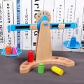Mathematics Balance Scale Teaching Aid, Wooden Montessori Kids Scale with Colored Weights Set, Weighting Scale Toy For Kids, Kids Early Education Toys. 