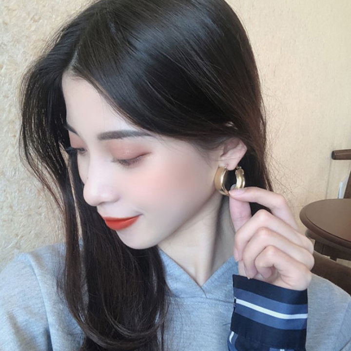 1pair%20Trendy%20Simple%20Silver%20Color%20Hoop%20Earrings%20For%20Women%20Girl%20Gold%20Circle%20MJ%20-%20Image%202