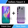 2-in-1 Combo Pack For Infinix Smart 4 - Tempered Glass, Back Matte Protector Soft Film. 