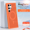 Luxury Heat Dissipation Hole For Magsafe Case For Samsung Galaxy S24 S23 FE S22 Ultra Plus Magnetic Wireless Charge Matte Cover. 