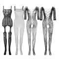 Hot Seamless Fishnet Bodysuit for Women – Black, Crotchless, Flexible, Free Size. 
