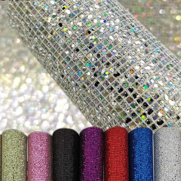 Glitter Bling Fabric Supplies Rhinestone Clip For Earring Artificial Bow Fabrics Faux Sheet Shiny