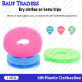 Rauf Traders 1 Pcs 5 Meter Plastic Windproof and anti-slip clothesline non slip clothes hanging rope with hooks. 