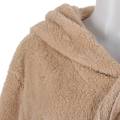 Women Autumn Winter Oversized Jacket Coat Fashion Open Hooded Coat Female Long Sleeve Fuzzy Jacket Casual Outwear Khaki XXL. 