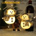 Christmas Snowman Doll Christmas Snowman Ornament with Knitted Scarf Plush Earmuff Warm Lighting Festive Xmas Desktop Decoration Gift Holiday Snowman Doll. 