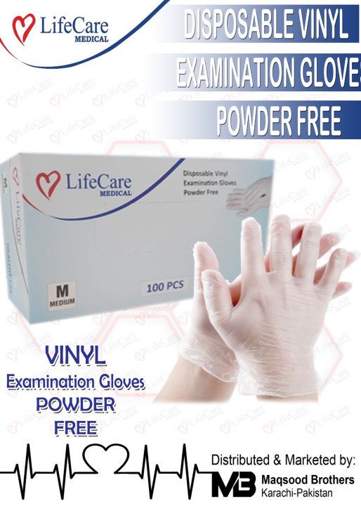 Life Care - Disposable Vinyl Examination Gloves Powder Free
